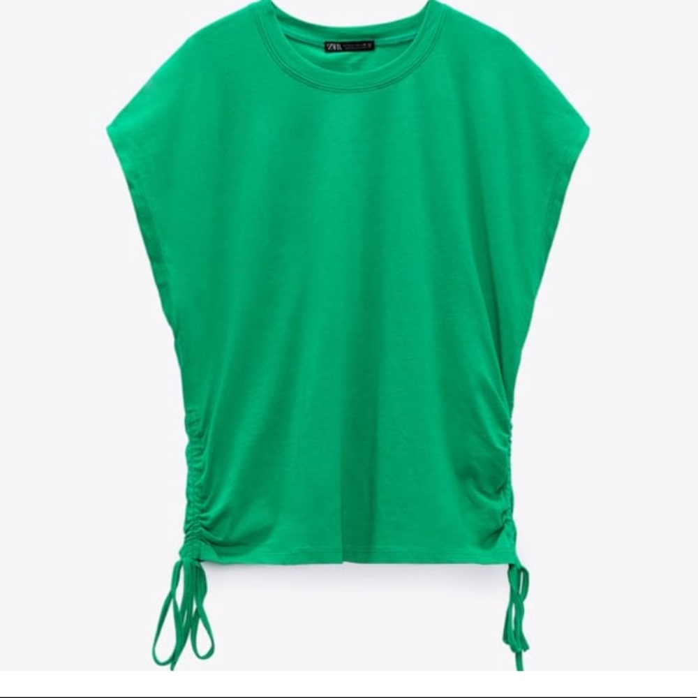 ZARA RUCHED COTTON TOP - Picture 5 of 9